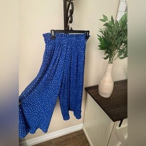 Blue Polka Dot Wide-Leg Pants